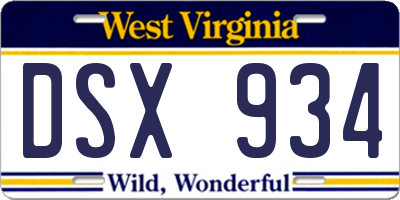 WV license plate DSX934