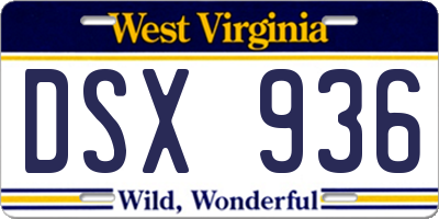 WV license plate DSX936