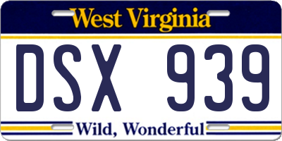 WV license plate DSX939
