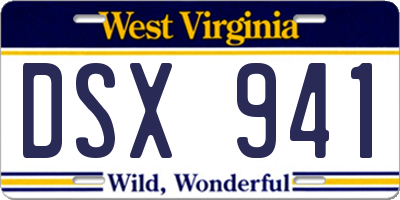 WV license plate DSX941