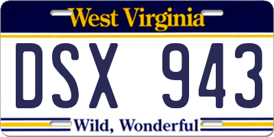 WV license plate DSX943