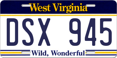 WV license plate DSX945