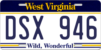 WV license plate DSX946