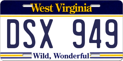 WV license plate DSX949