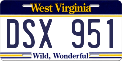 WV license plate DSX951