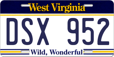 WV license plate DSX952
