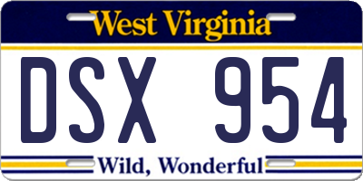 WV license plate DSX954