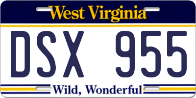 WV license plate DSX955
