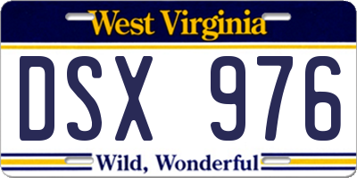 WV license plate DSX976
