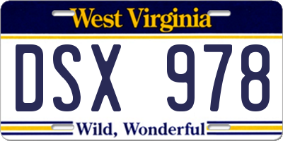 WV license plate DSX978