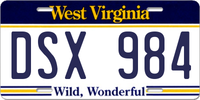 WV license plate DSX984