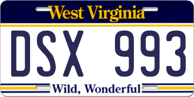 WV license plate DSX993