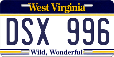 WV license plate DSX996
