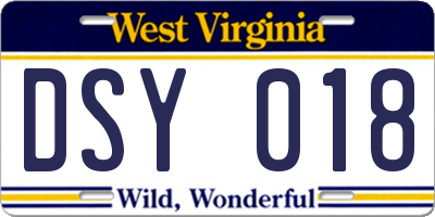 WV license plate DSY018