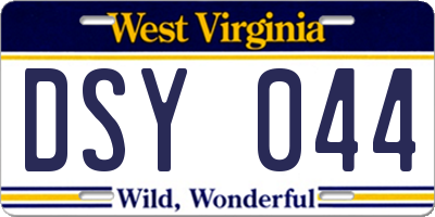WV license plate DSY044