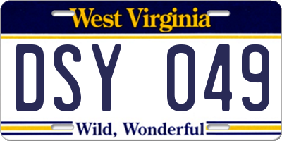 WV license plate DSY049