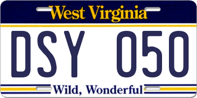 WV license plate DSY050