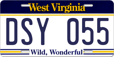 WV license plate DSY055