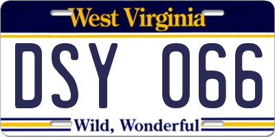 WV license plate DSY066