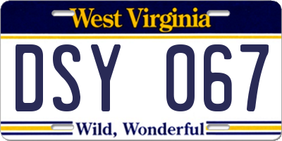 WV license plate DSY067