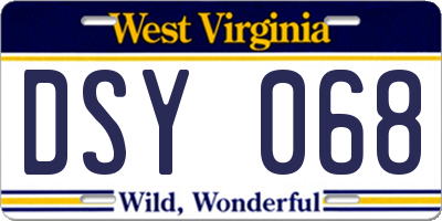 WV license plate DSY068