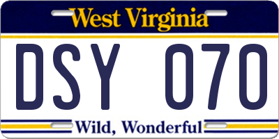 WV license plate DSY070