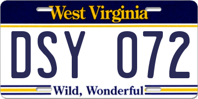 WV license plate DSY072