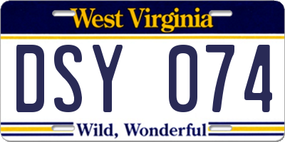 WV license plate DSY074
