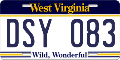 WV license plate DSY083