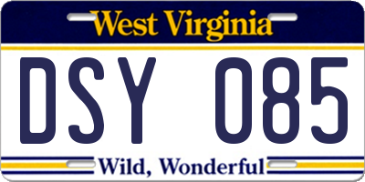 WV license plate DSY085