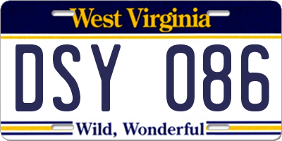 WV license plate DSY086