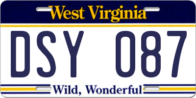 WV license plate DSY087