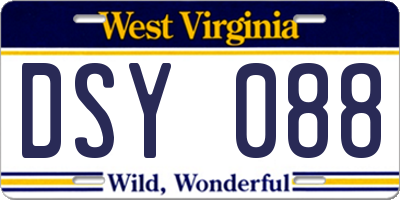 WV license plate DSY088