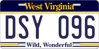 WV license plate DSY096
