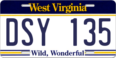 WV license plate DSY135