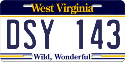 WV license plate DSY143