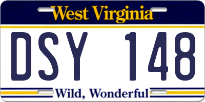 WV license plate DSY148