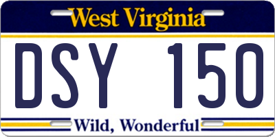 WV license plate DSY150