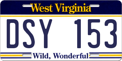 WV license plate DSY153