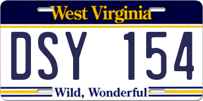 WV license plate DSY154