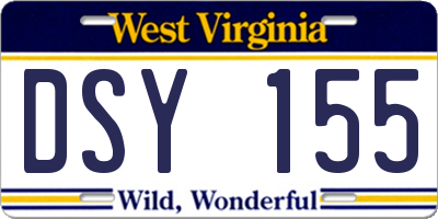 WV license plate DSY155