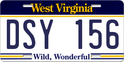 WV license plate DSY156