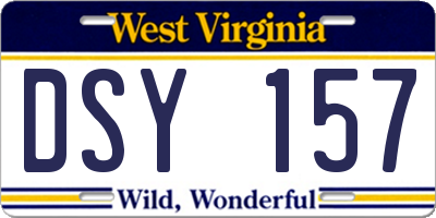 WV license plate DSY157