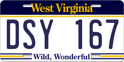 WV license plate DSY167