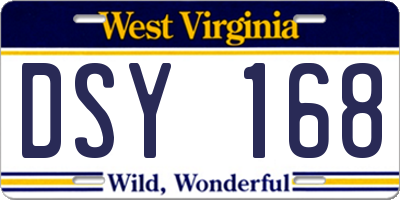 WV license plate DSY168
