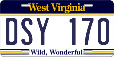 WV license plate DSY170