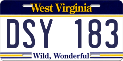 WV license plate DSY183