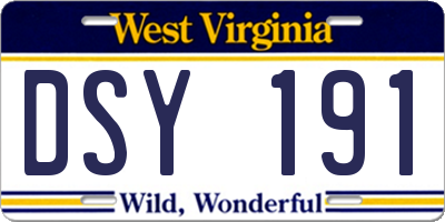 WV license plate DSY191