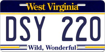 WV license plate DSY220