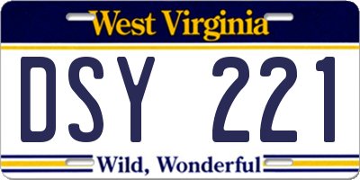 WV license plate DSY221